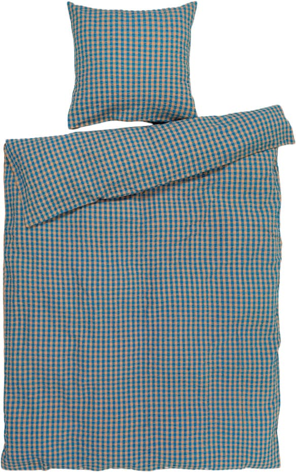 Bæk&Bølge Sengetøj 140x220 cm Blå/okker DK