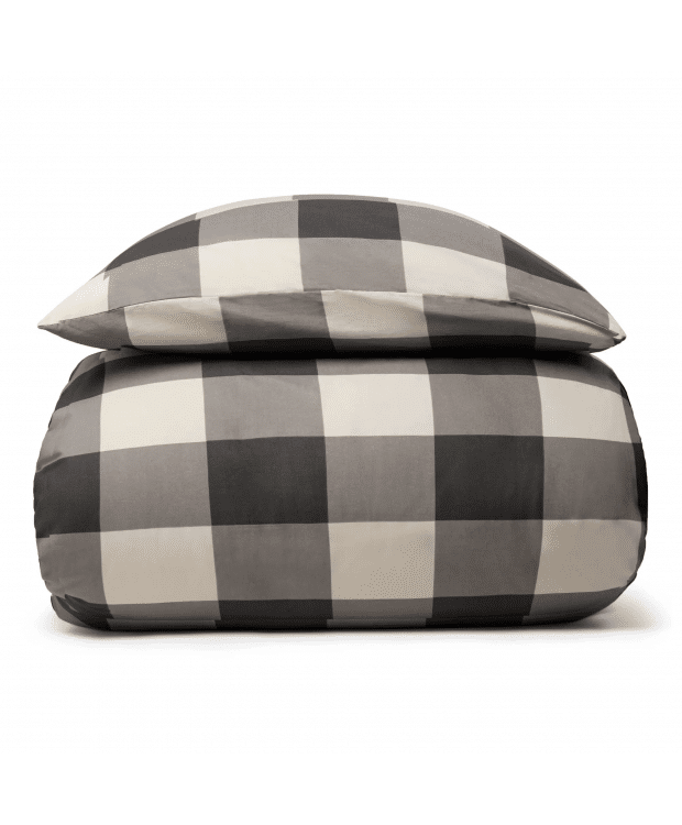 Sengetøj 100% bomuld - Gråt ternet sengesæt - Nordstrand Home dynebetræk