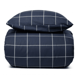 Sengetøj 100% bomuld - Mørkeblåt sengesæt med hvide tern - Nordstrand Home dynebetræk